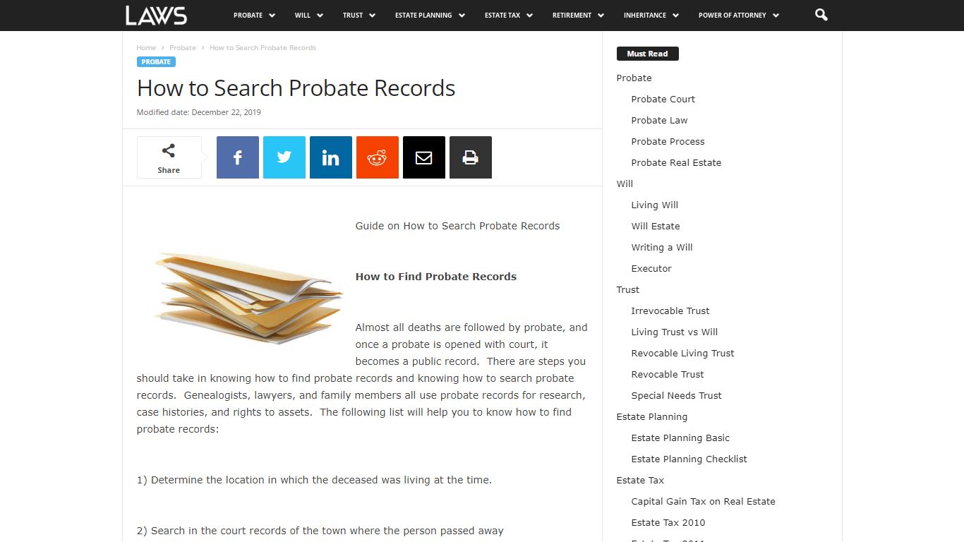 How to Search Probate Records - Probate - LAWS.com