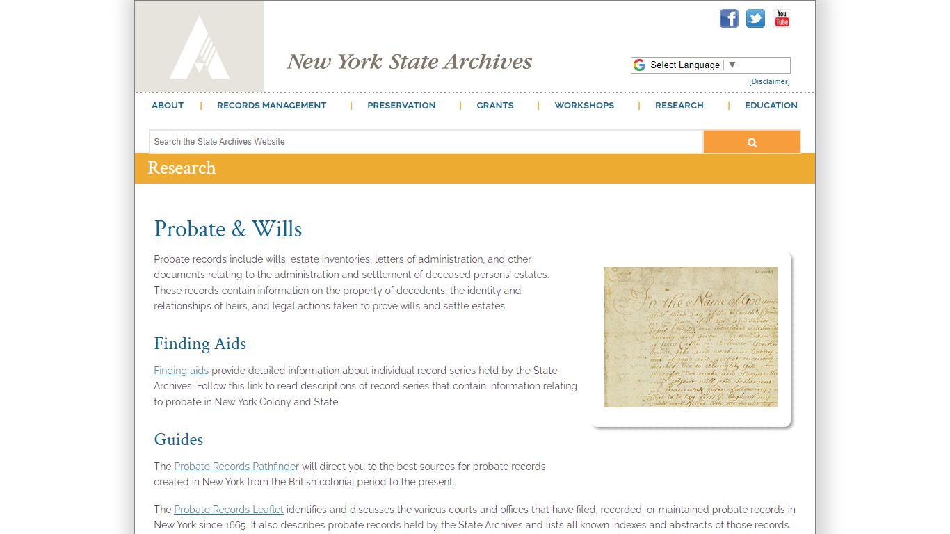 Probate & Wills | New York State Archives